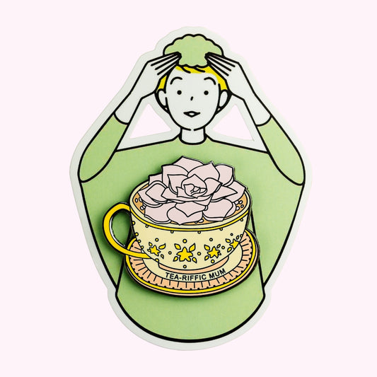 Tea-Riffic Mum Enamel Pin