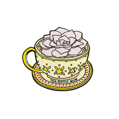 Tea-Riffic Mum Enamel Pin